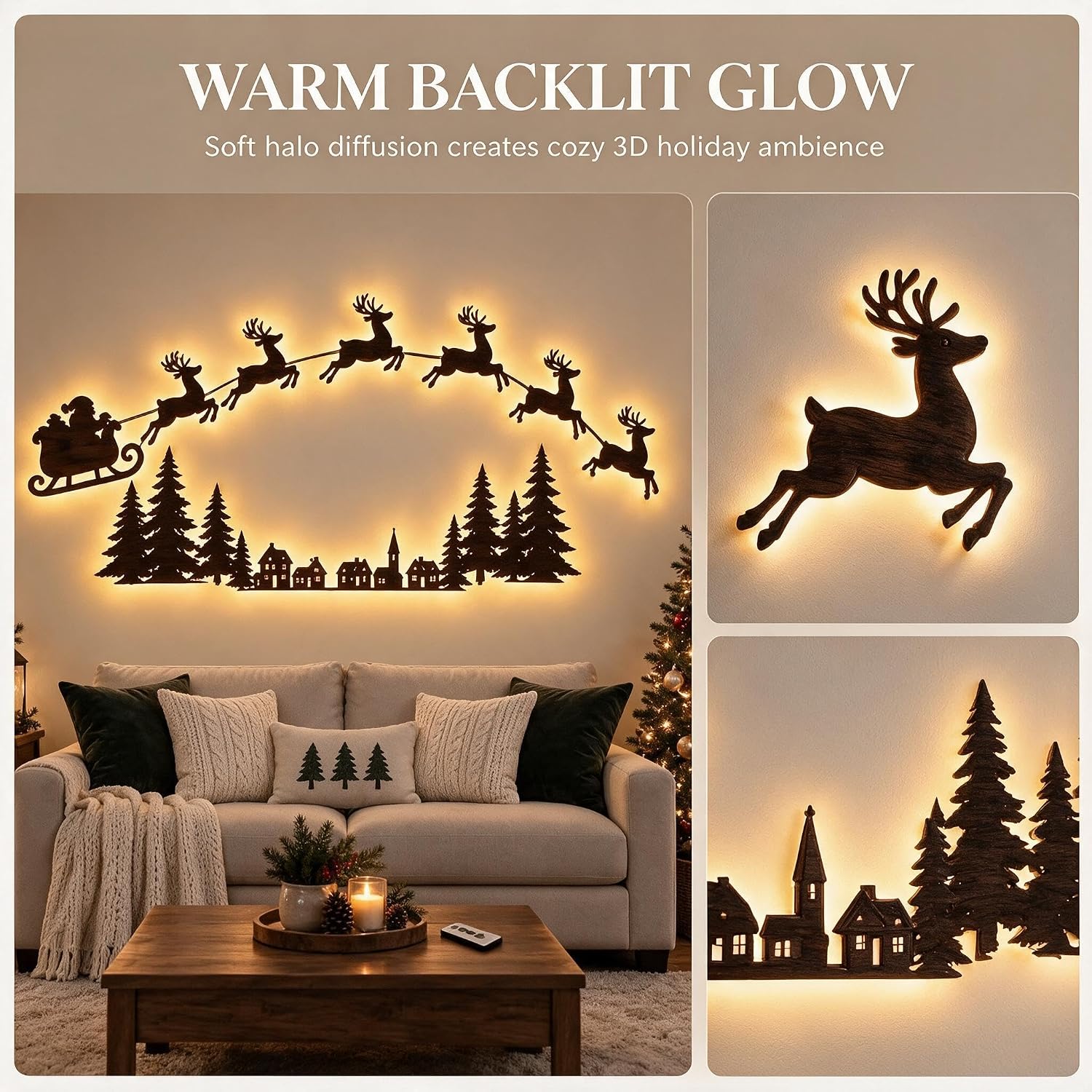 Magical LED Reindeer Christmas Wall Decor