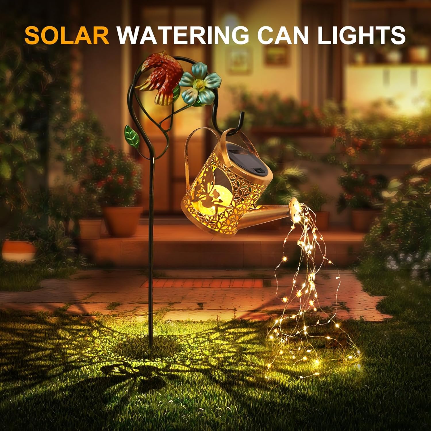 Hanging Metal Solar Kettle Fairy Lights