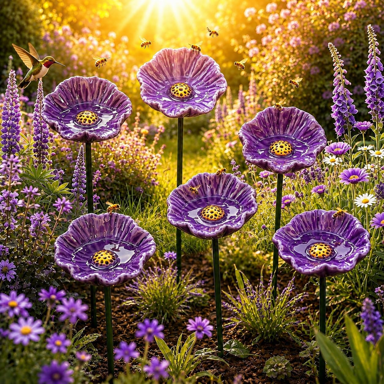🐝 Bee Watering Garden Stake - A Beautiful Little Oasis for Bees, Butterflies & Pollinators 🌼