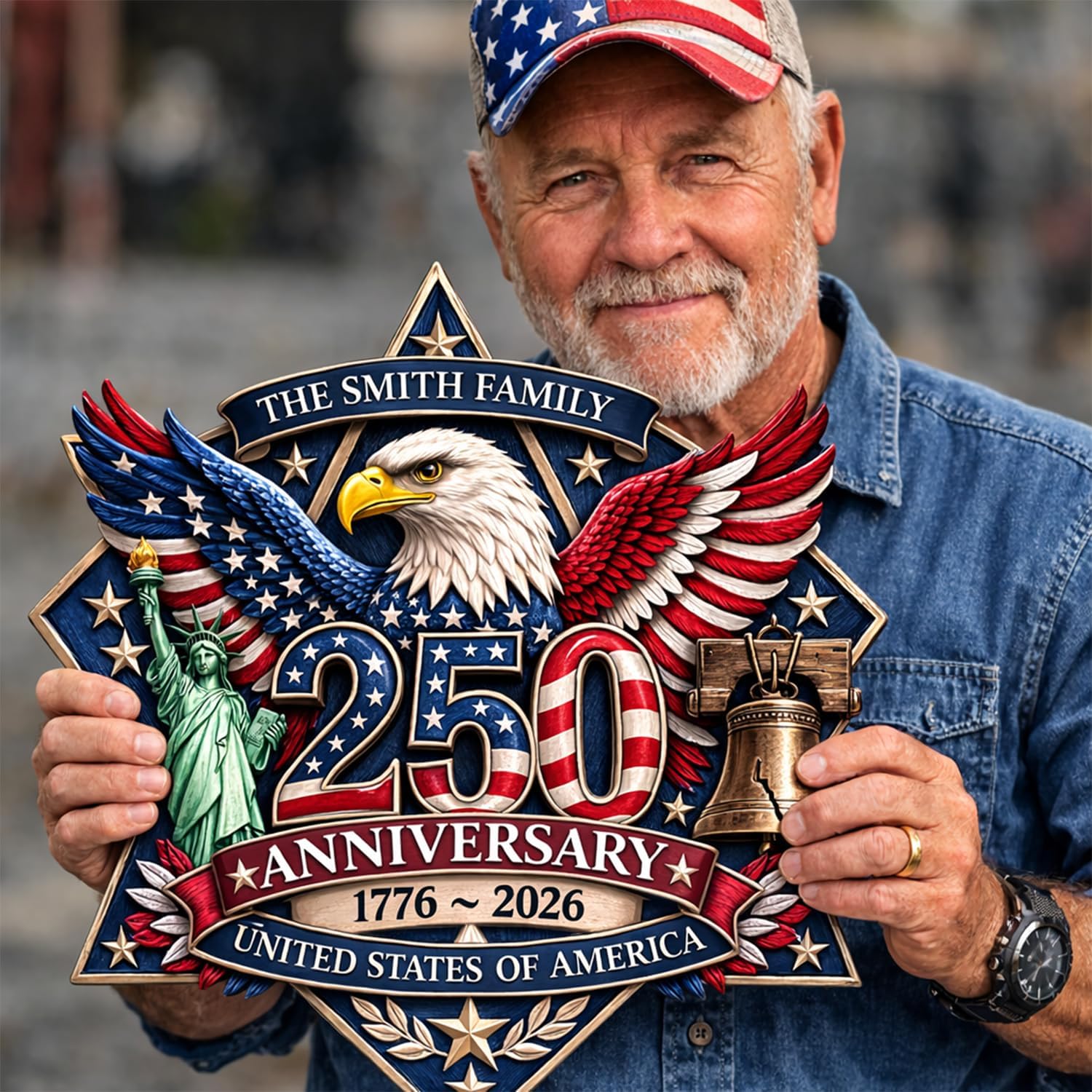 Red White Blue U.S. 250th Anniversary Wreath