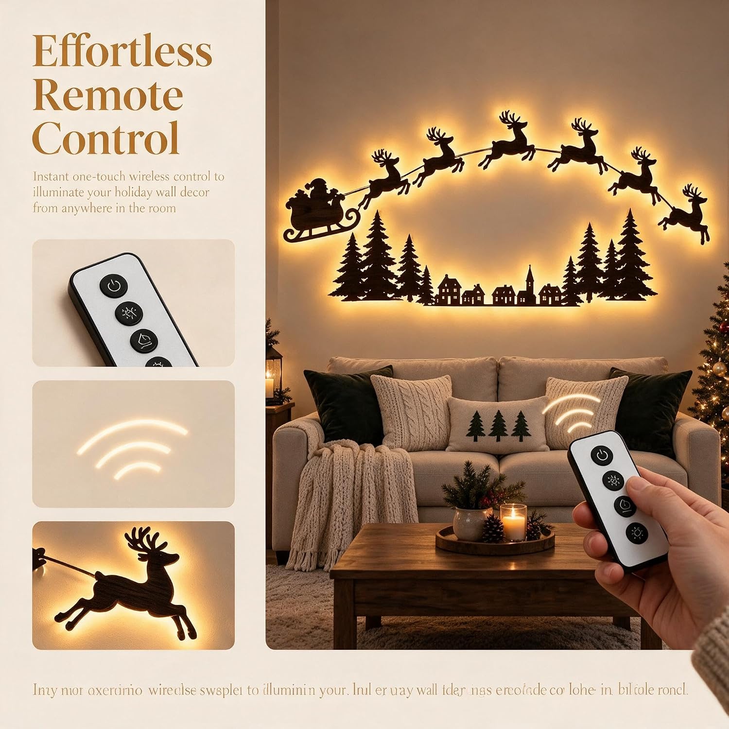 Magical LED Reindeer Christmas Wall Decor