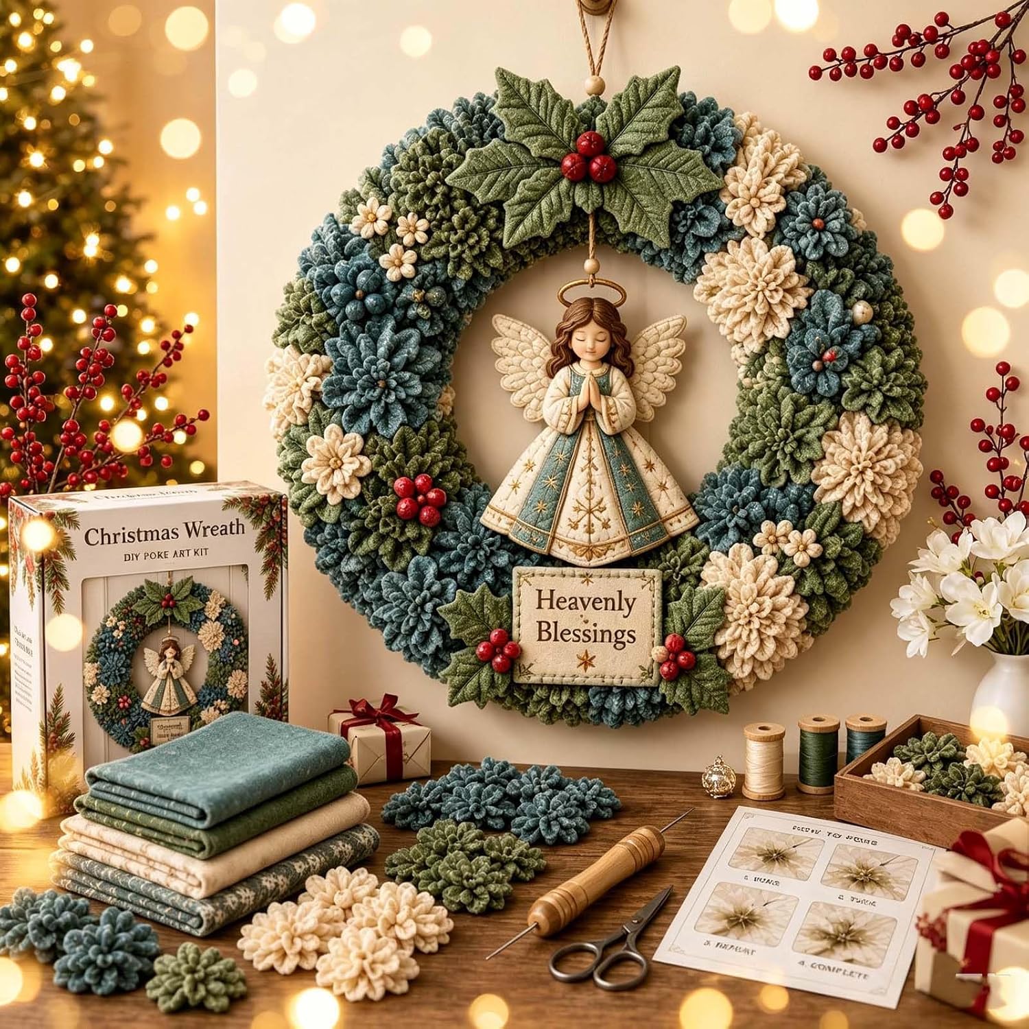 🎄 No-Sew  Fabric Christmas Wreath Craft Kit