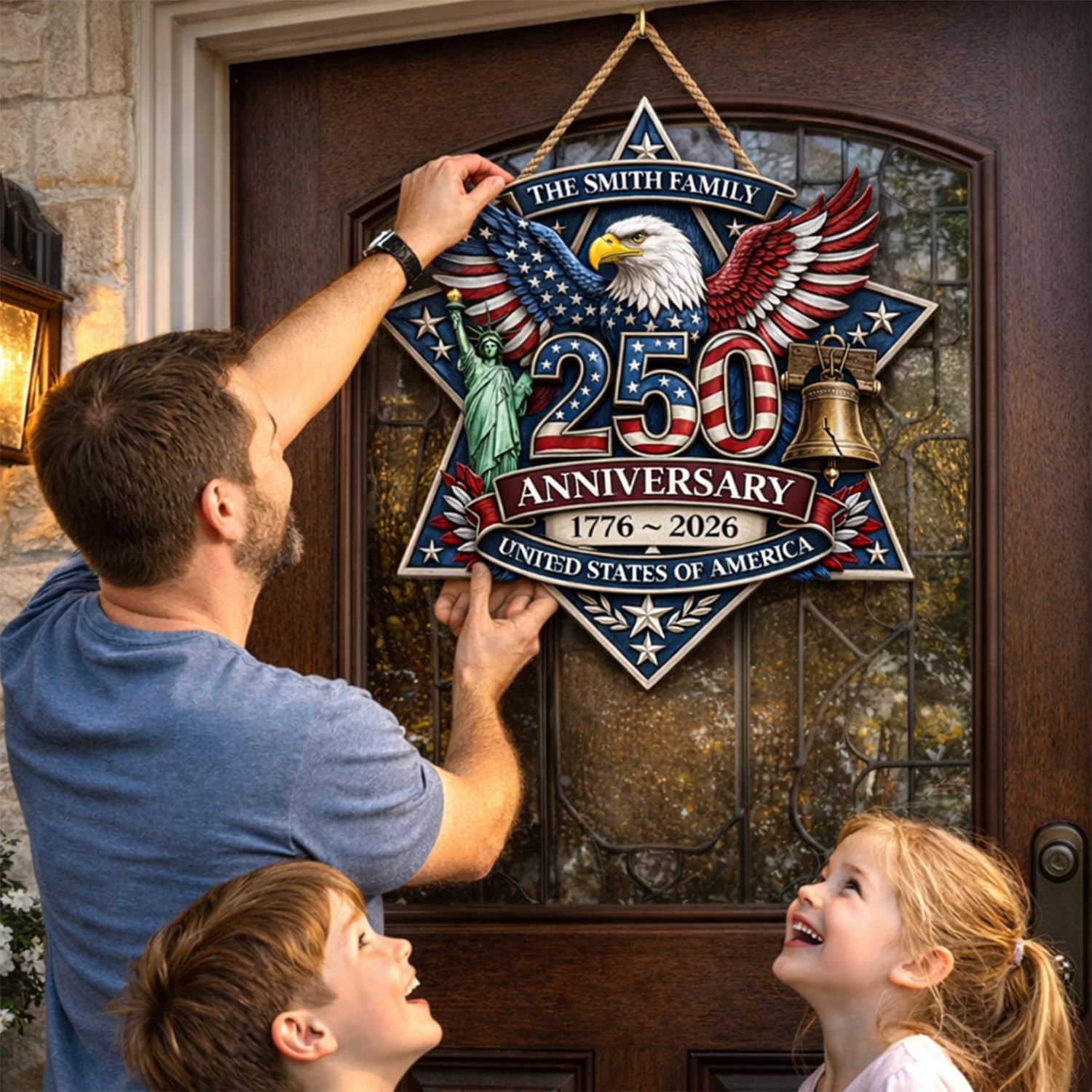 Red White Blue U.S. 250th Anniversary Wreath