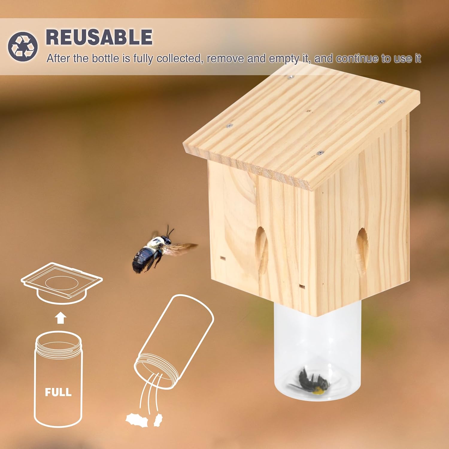 Natural Hanging Wood Bee Trap