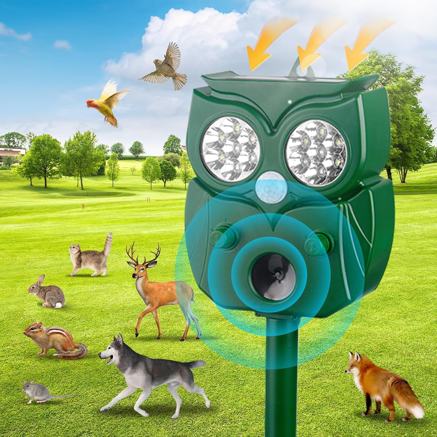 Solar Ultrasonic Animal Repeller with Motion Sensor