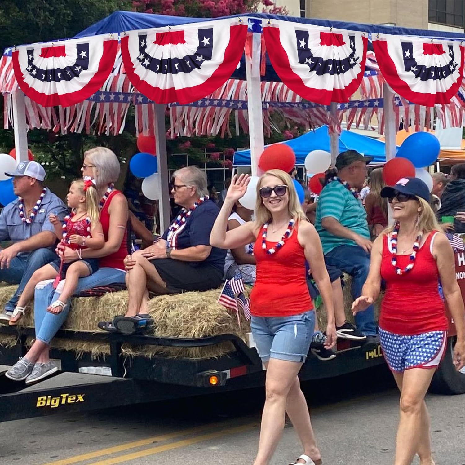 2x4 Ft 4th of July American Pleated Fan Flag Decoration