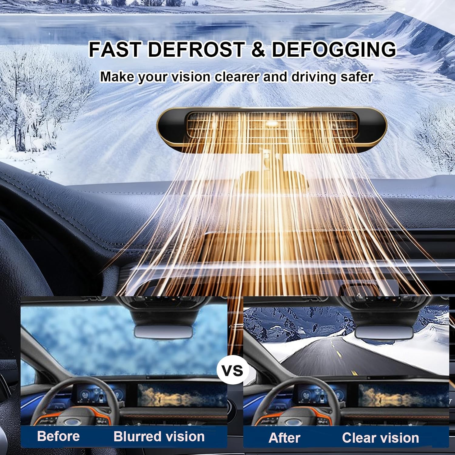 Widened Portable Fast Heating Defrost Defogger