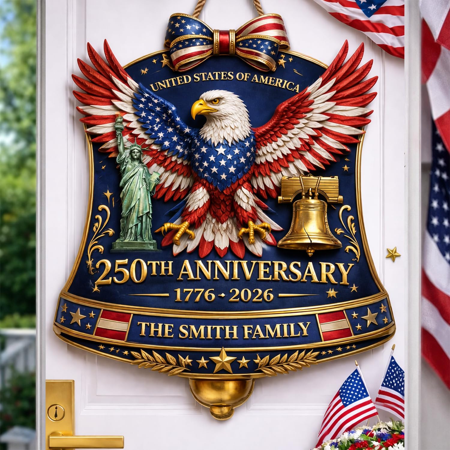 Red White Blue U.S. 250th Anniversary Wreath