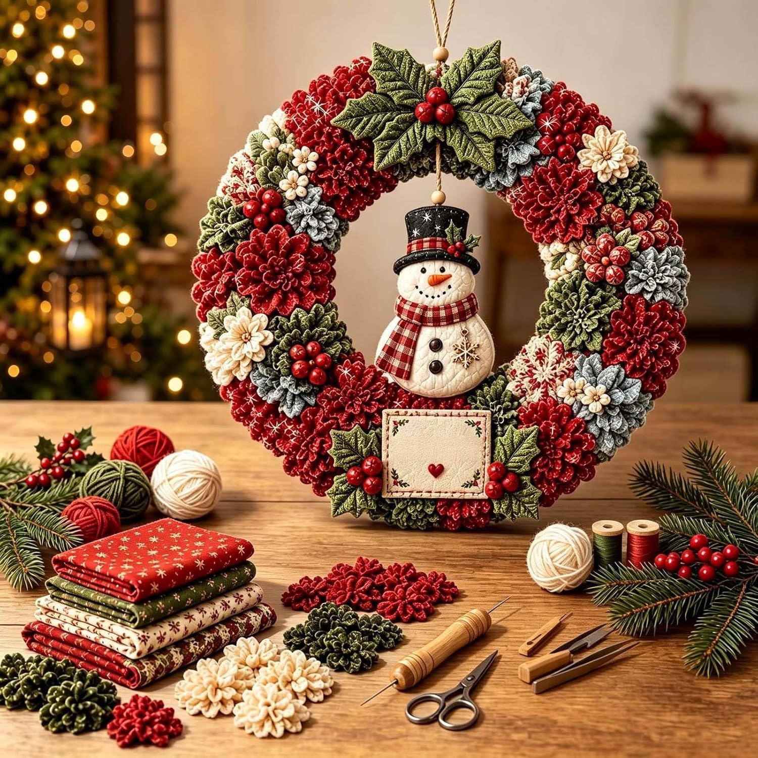 🎄 No-Sew  Fabric Christmas Wreath Craft Kit
