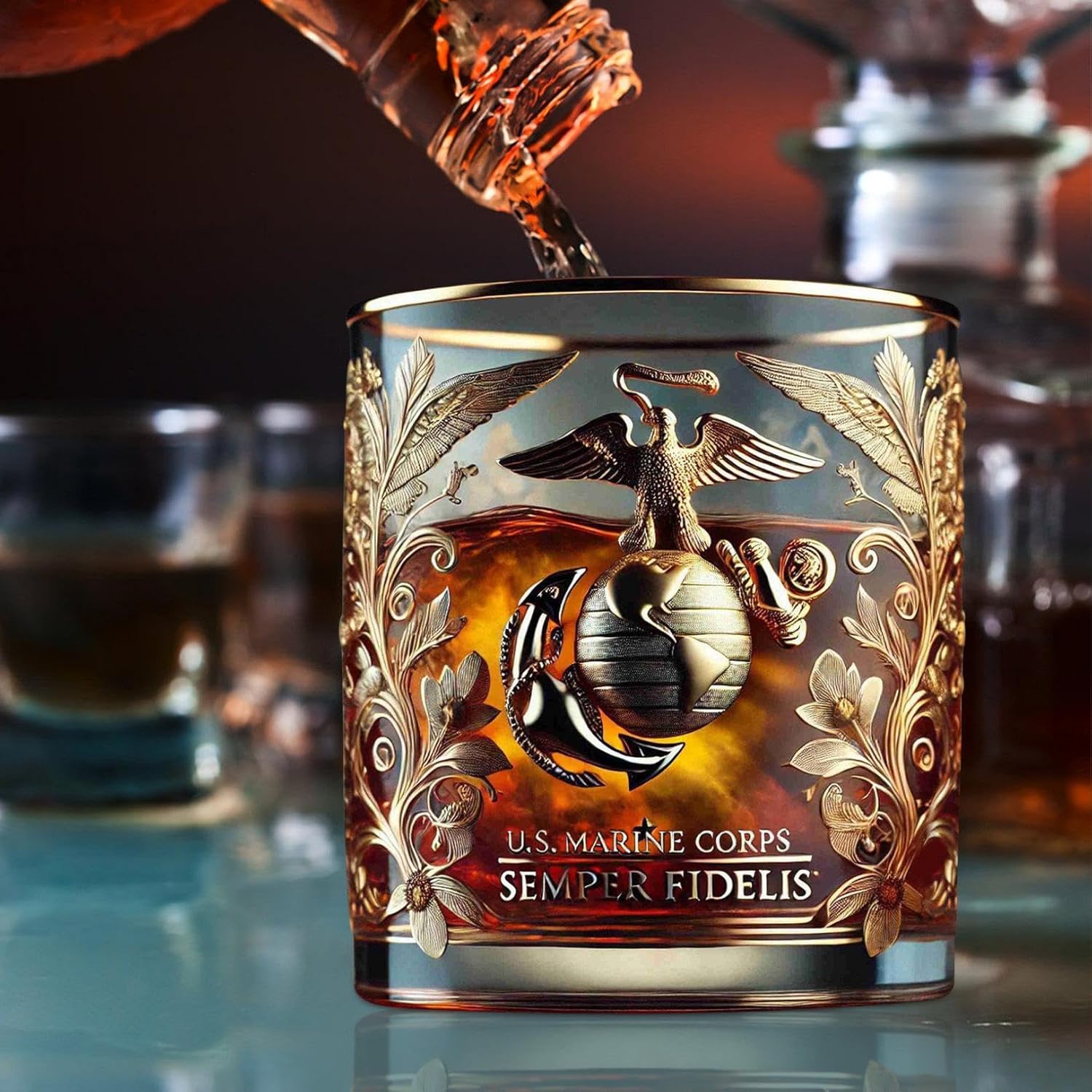 Patriotic Veteran Tribute Glass – Timeless Honor for American Heroes