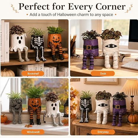 🎃 Halloween Legged Planter Decorations