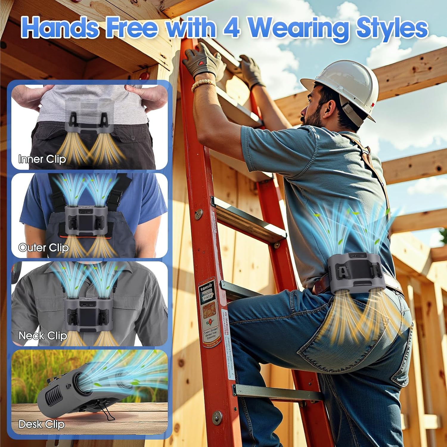 🌀 Portable Waist Fan – Powerful Cooling On the Go