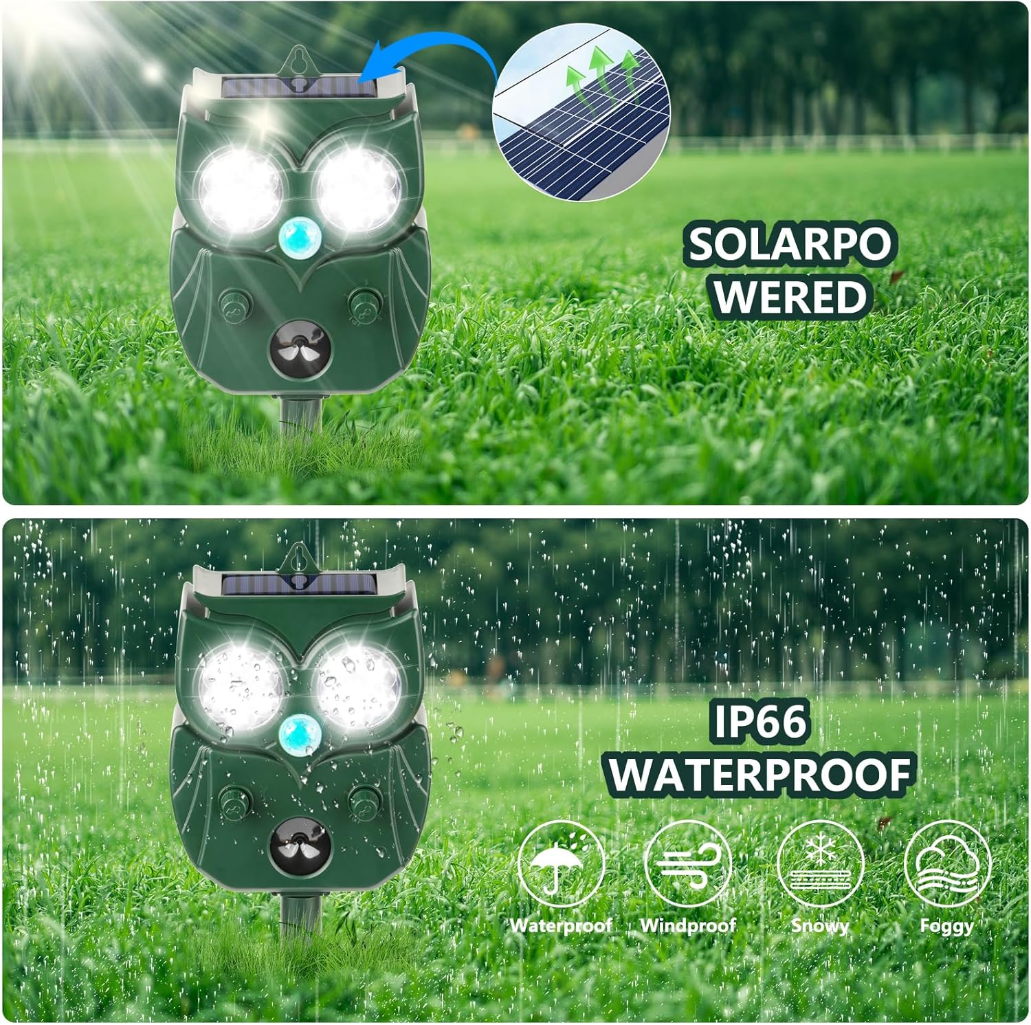 Solar Ultrasonic Animal Repeller with Motion Sensor