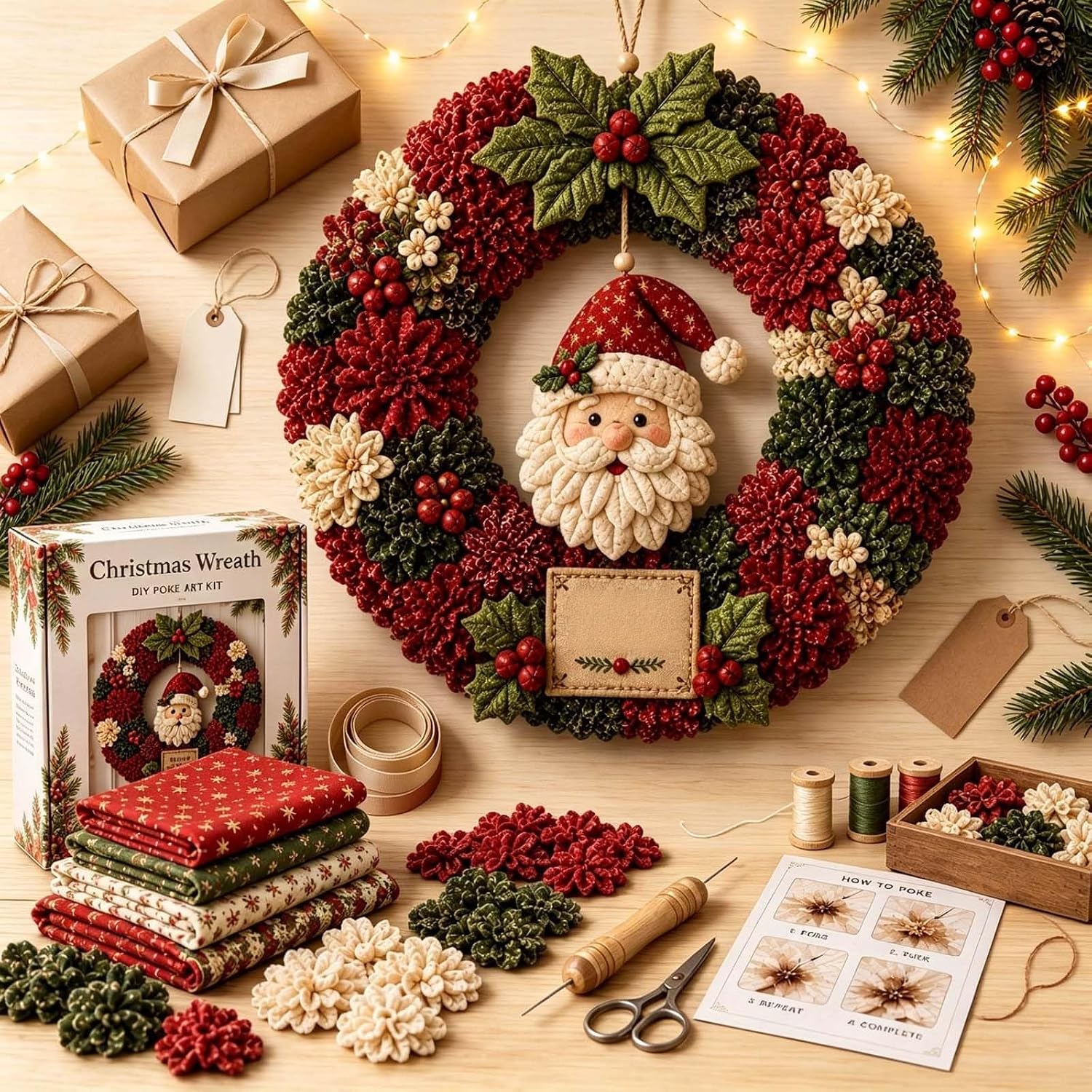 🎄 No-Sew  Fabric Christmas Wreath Craft Kit