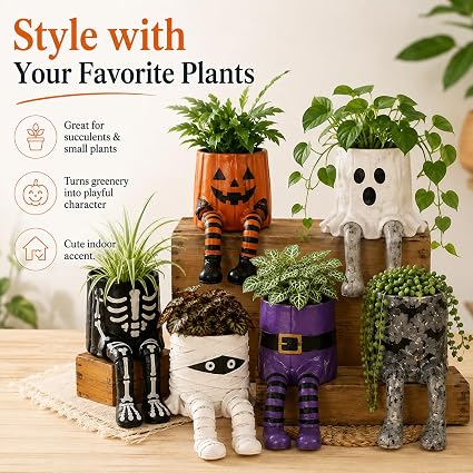 🎃 Halloween Legged Planter Decorations