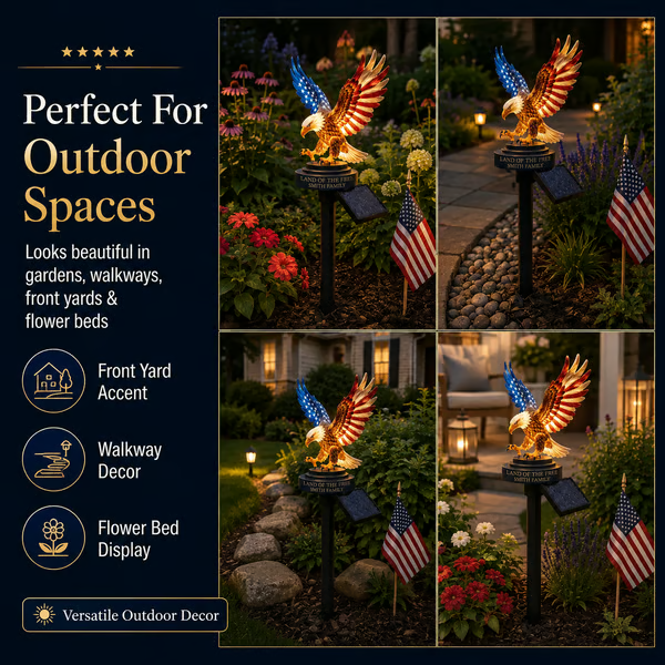 Solar Eagle Garden Light – A Glowing Tribute to American Freedom
