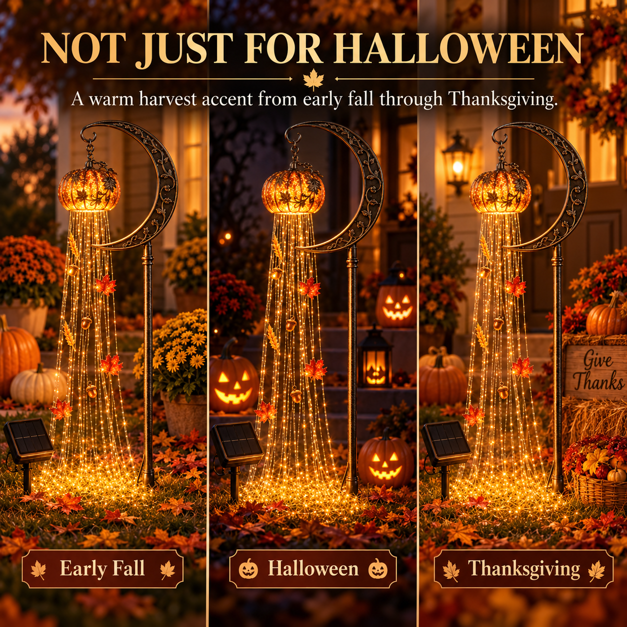 Harvest Pumpkin Solar Cascade Light