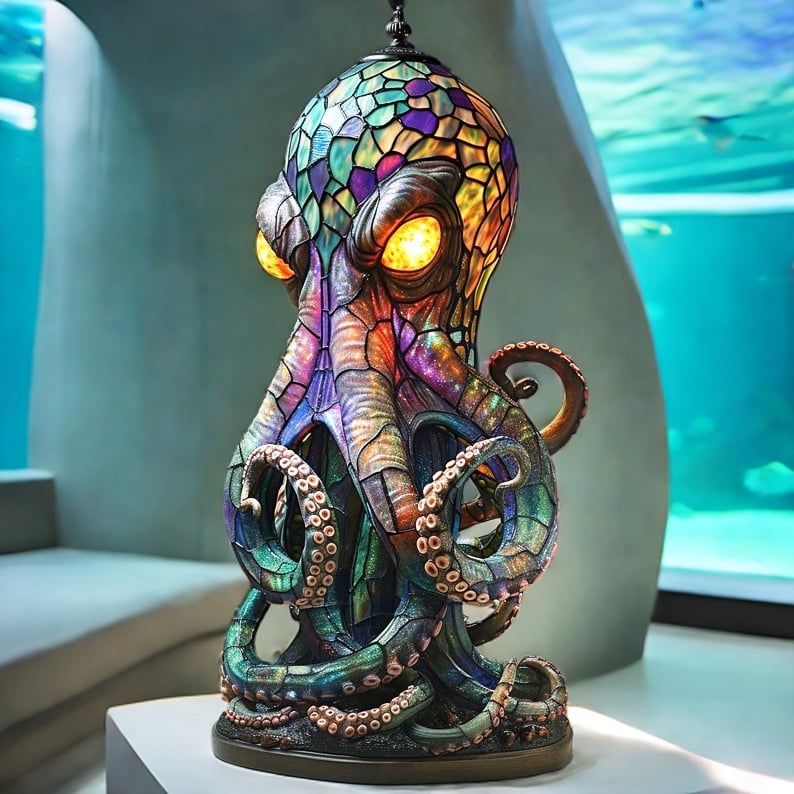 🦑Stained Glass Octopus Lamp✨