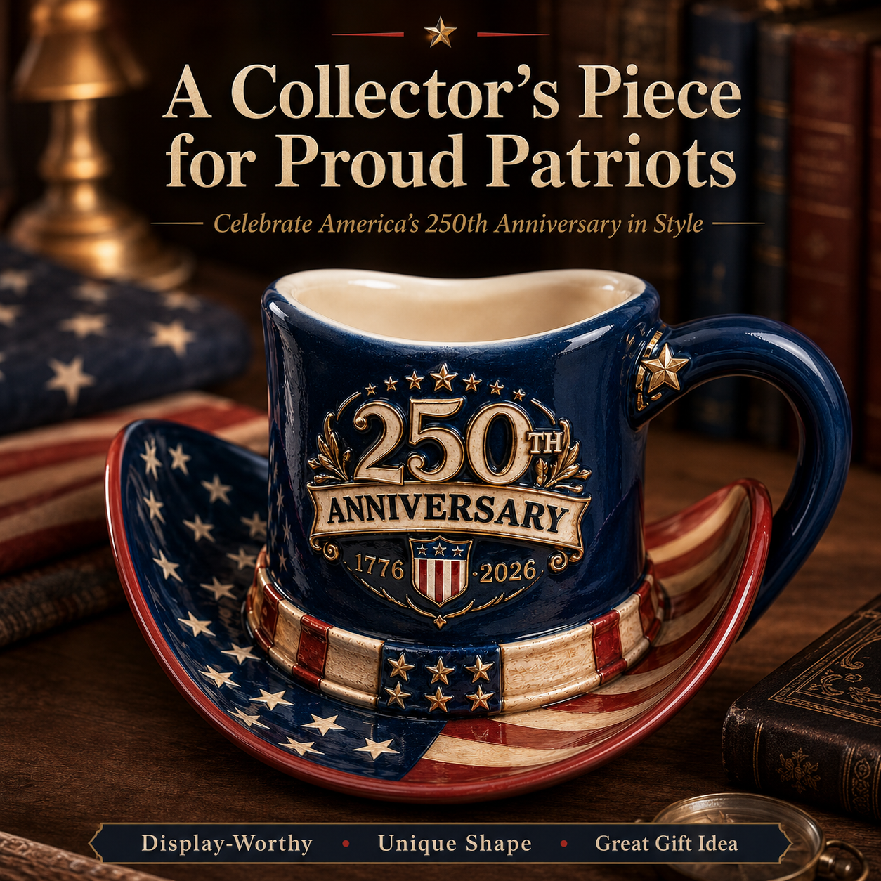 America 250th Anniversary Patriotic Cowboy Hat Mug