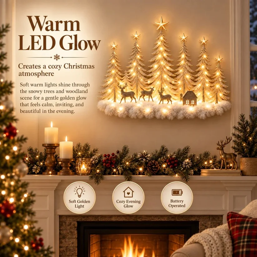 Lighted Christmas Woodland Forest Wall Decor