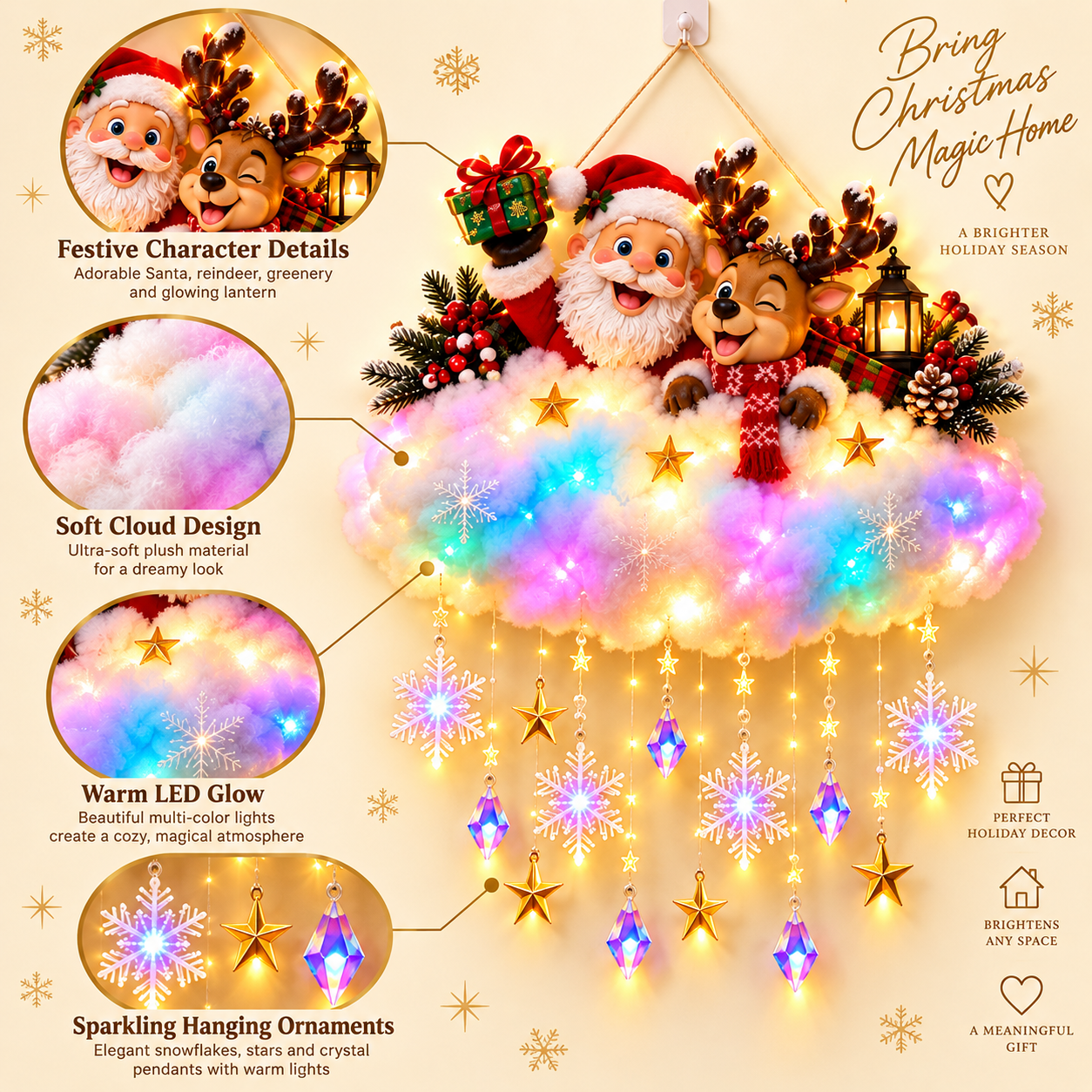 Lighted Christmas Cloud Hanging Decor