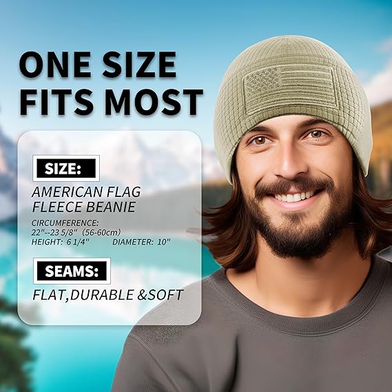 American Flag Embroidery Waffle Watch Cap