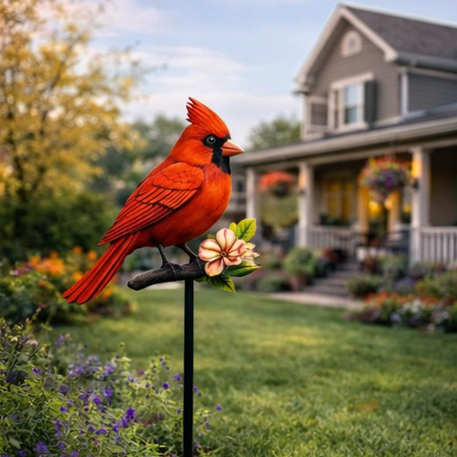 Metal Hand-painted Cardinal Garden Stake