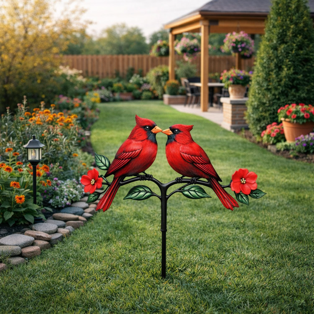 Metal Hand-painted Cardinal Garden Stake
