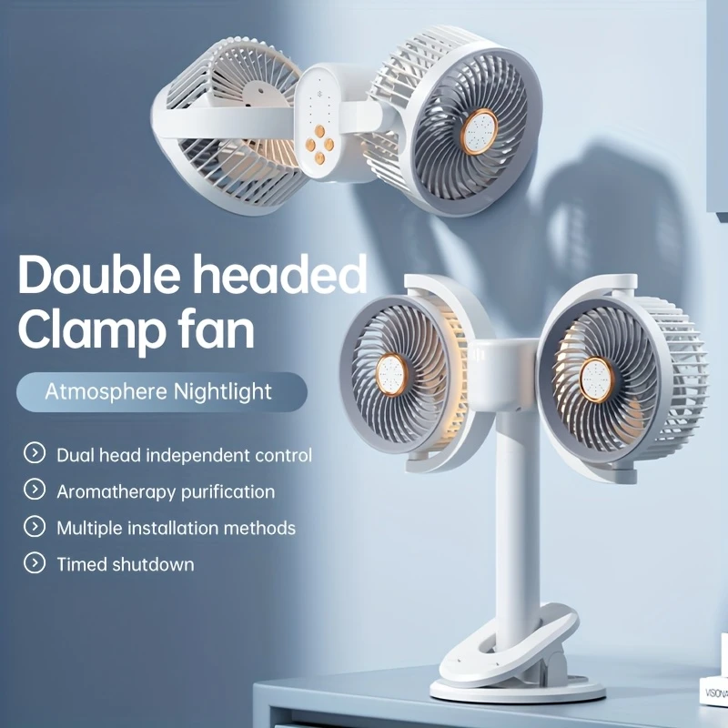 DualHead Pro – The Ultimate Multi-Scenario Desktop Circulation Fan with Dual-Blade Genius​​ 🌬️