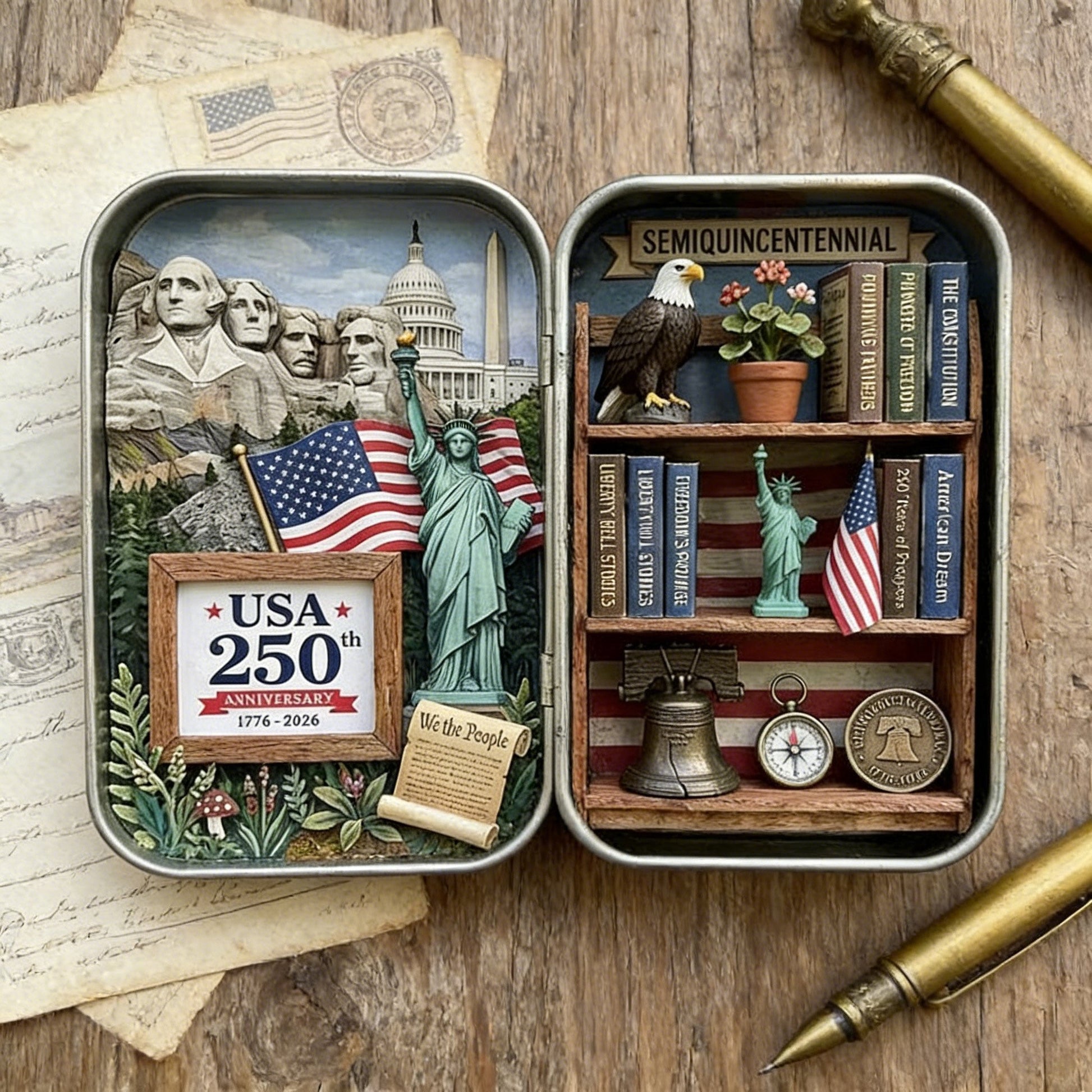 ❤🗽USA 250th Anniversary Pocket Diorama Tin