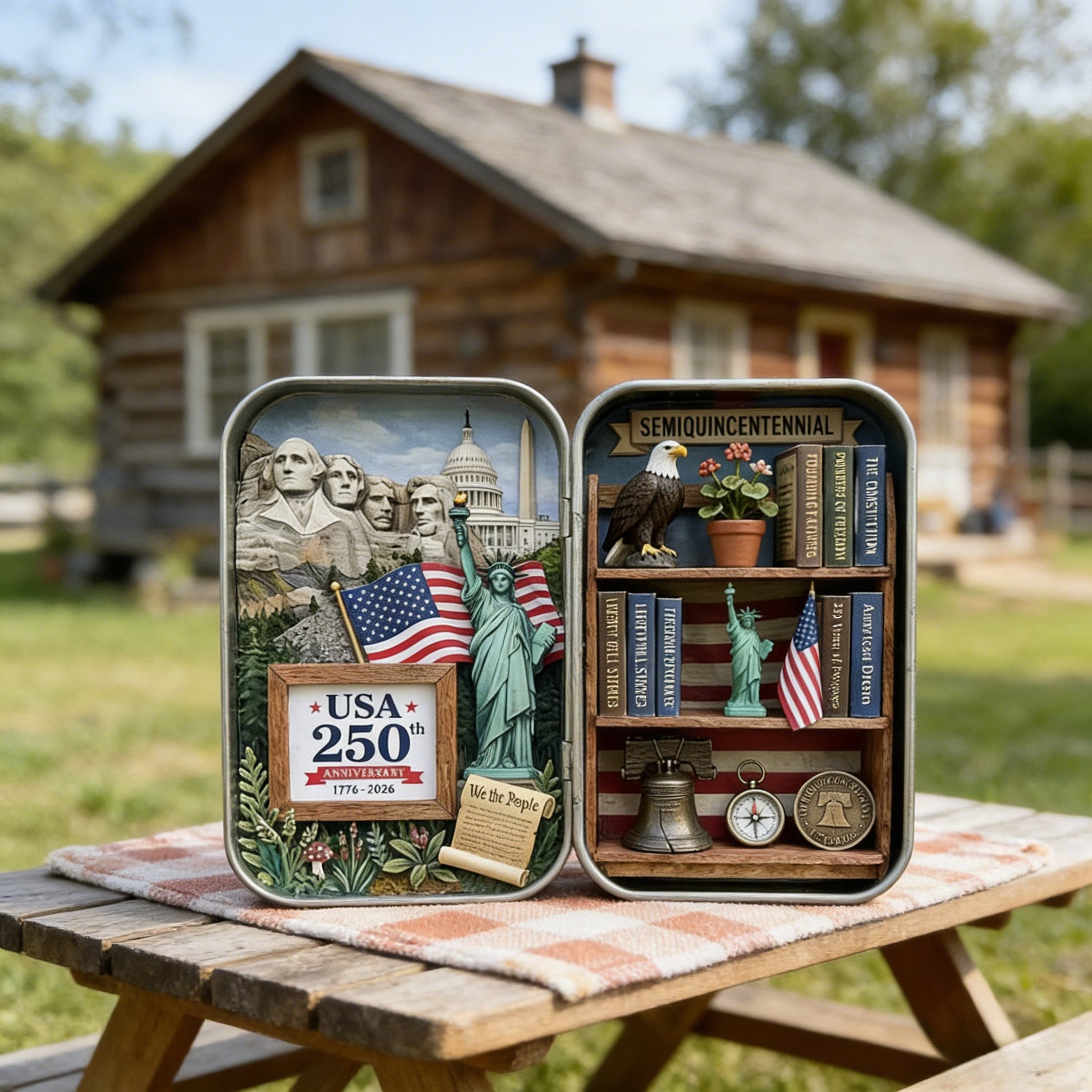 ❤🗽USA 250th Anniversary Pocket Diorama Tin
