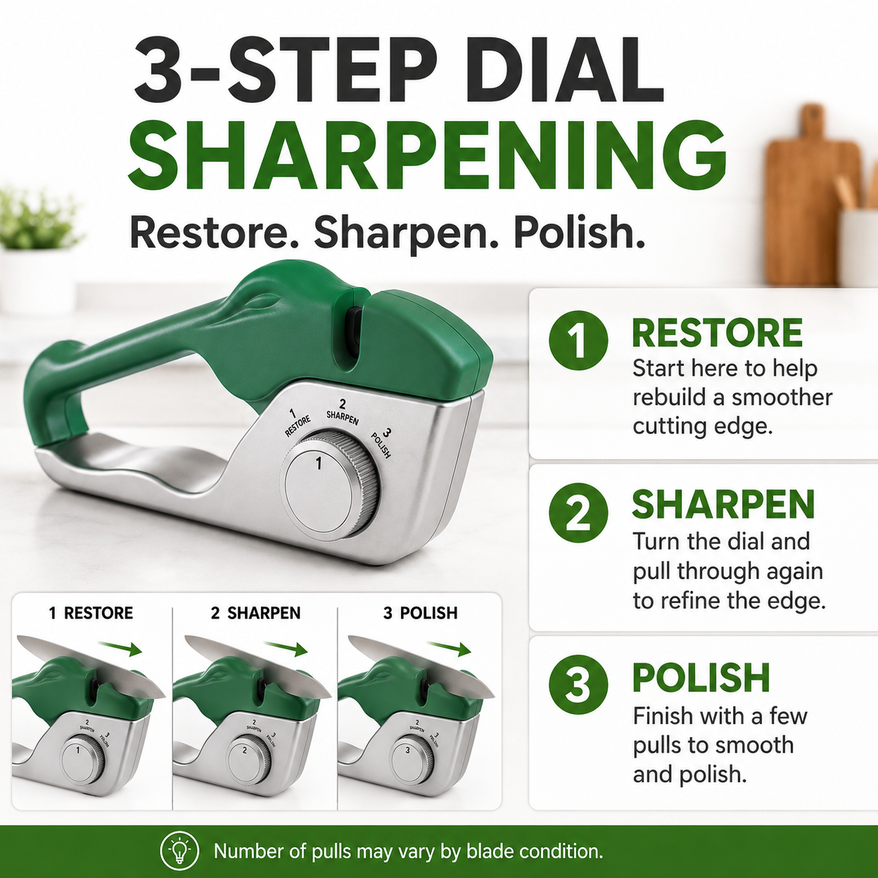 3-Step Dial Knife & Scissor Sharpener