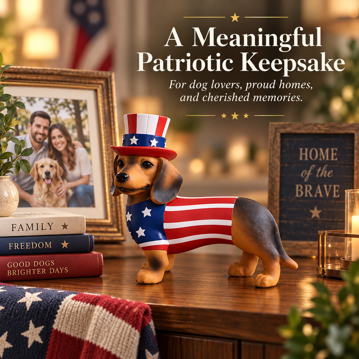 Patriotic Dachshund Tabletop Figurine