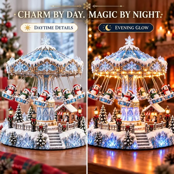 🎄 Christmas offer: 49% off! 🐧 Penguin Winter Swing Carnival – Rotating Christmas decoration with lights ❄️✨
