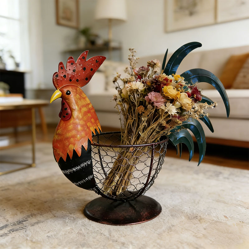 🐔 Rustic Rooster Wire Basket – Farmhouse Charm for Every Space ✨