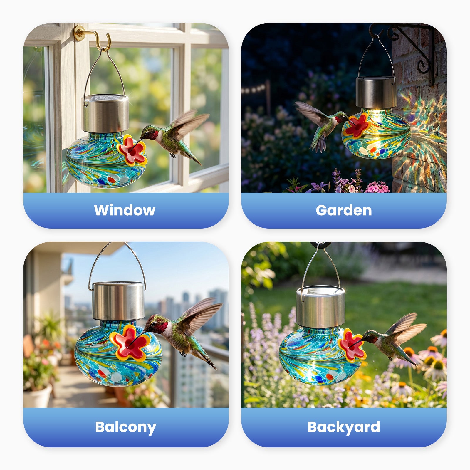 Solar Hummingbird Feeder with Light