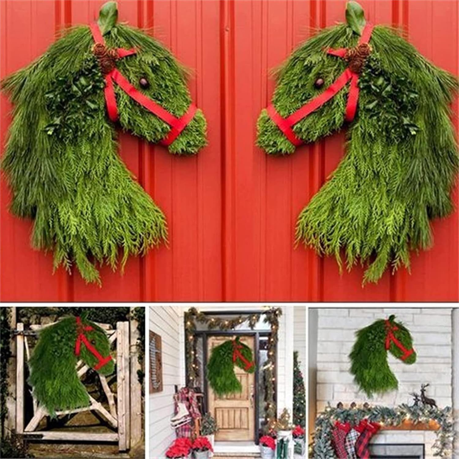 🎄🐴Handmade Farmhouse Horse Head Christmas Wreath
