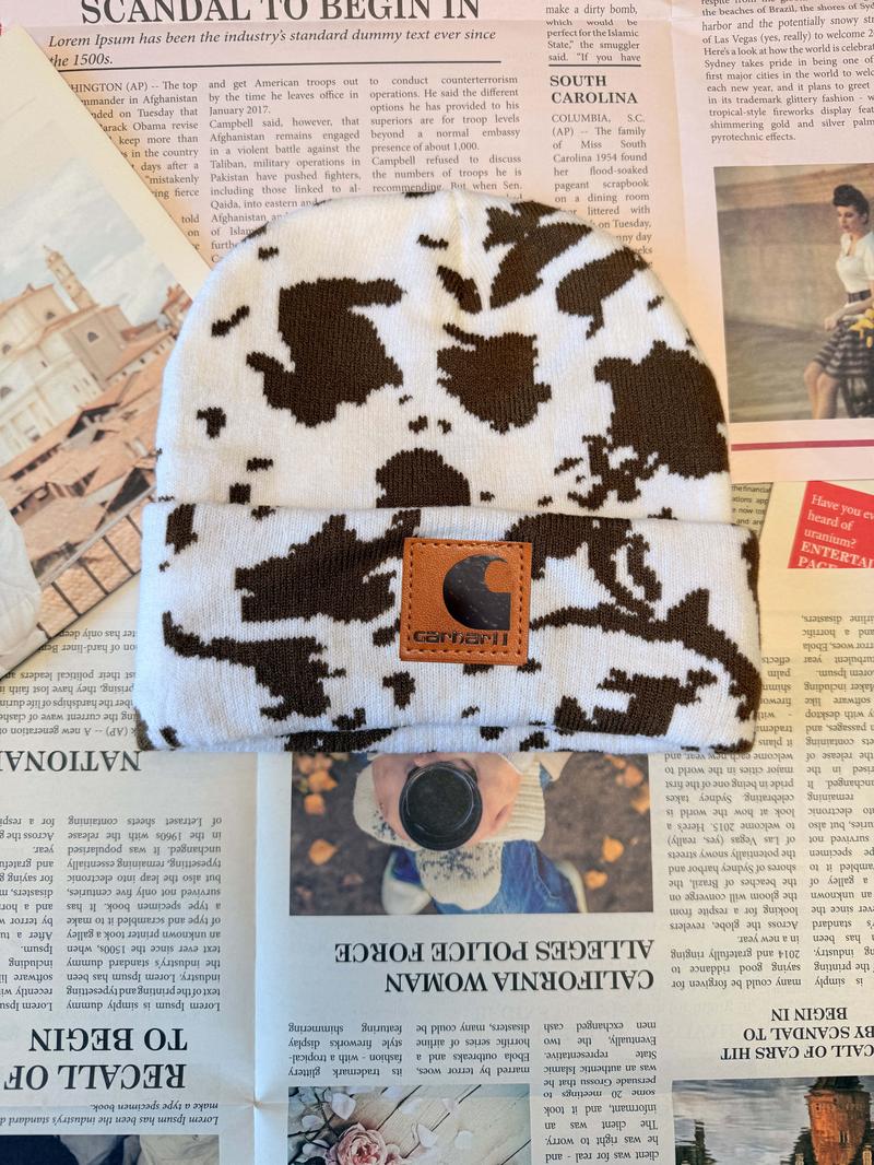 💖Vintage Cow Print Wool Hat