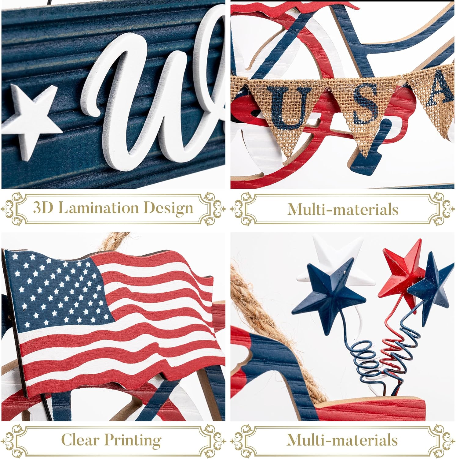 Independence Day Wooden Patriotic Bicycle Sign Logo