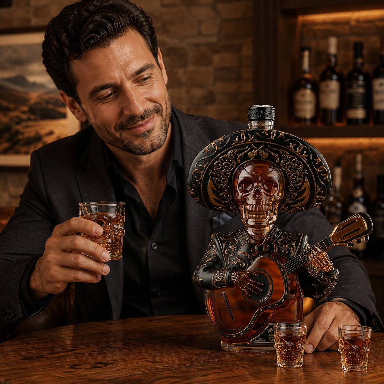 💀 El Mariachi's Soul – Mexican Mariachi Skeleton Decanter Set