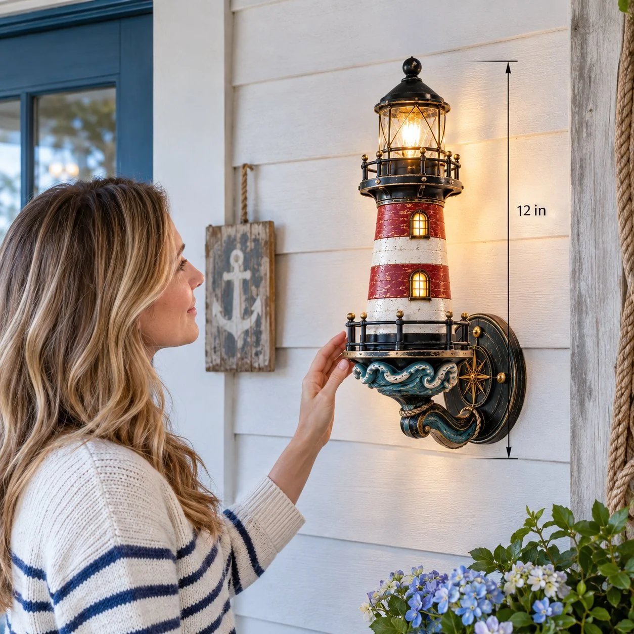 Vintage Coastal Lighthouse Wall Light – nautical coastal wall decor