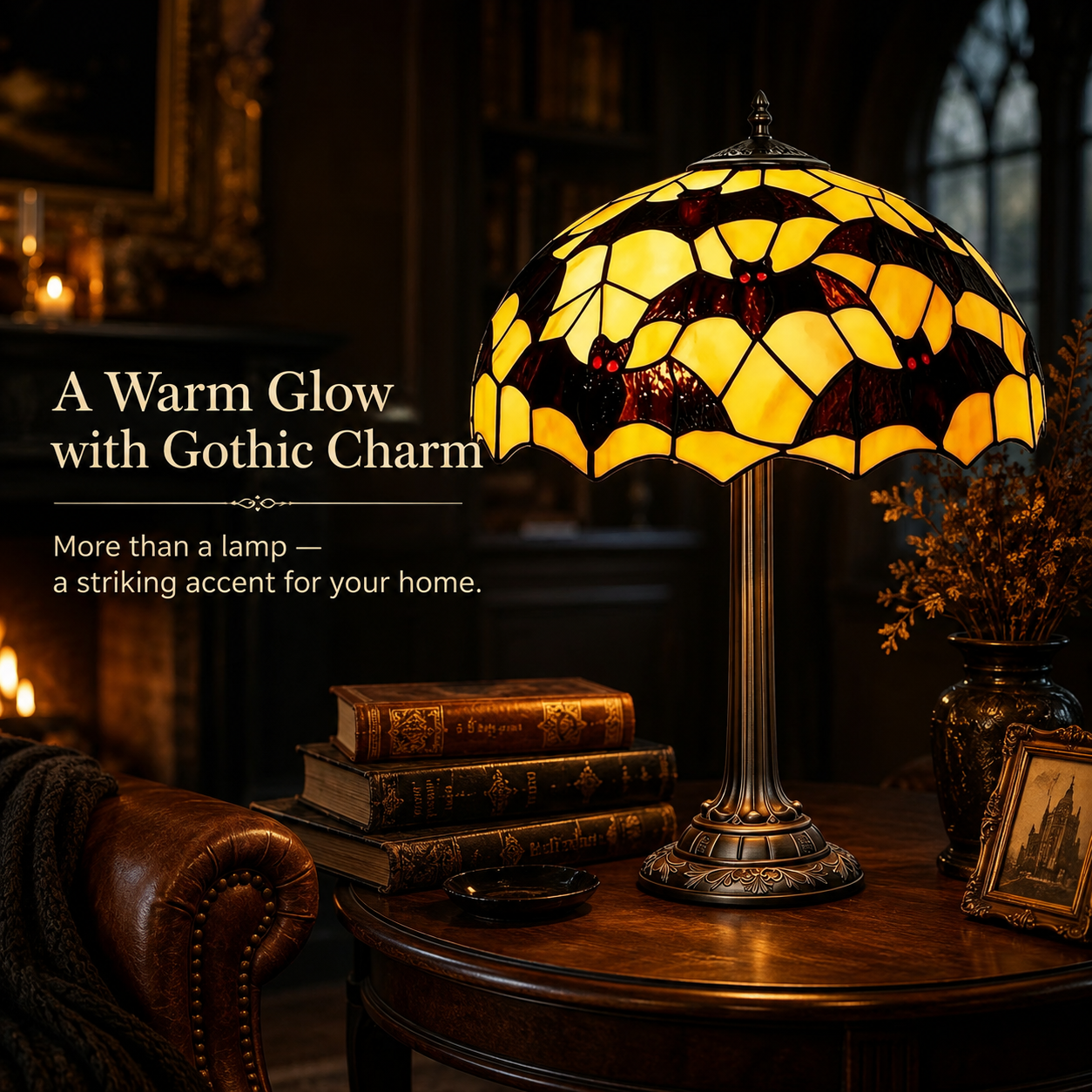 Vintage Bat Table Lamp – Warm Decorative Lighting with Gothic Charm