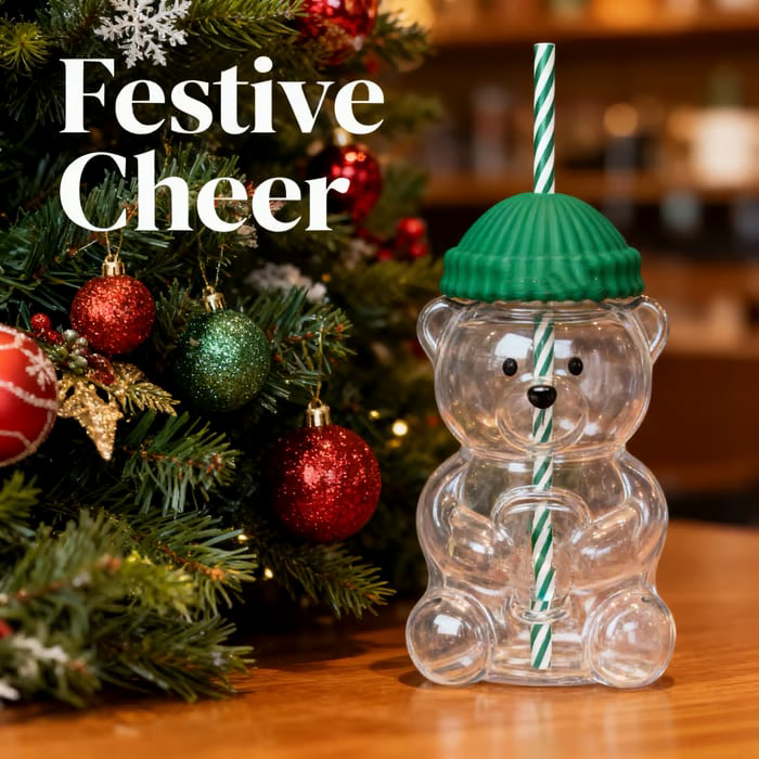 🌟Bearista Glass Straw Cup 🐻✨