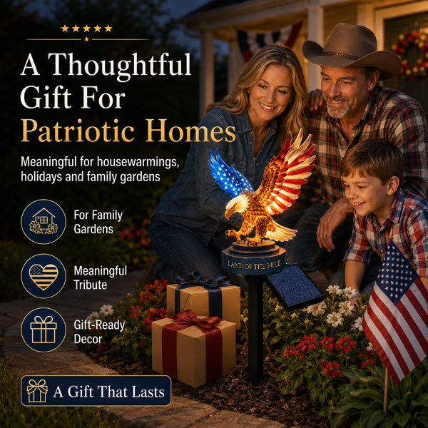 Solar Eagle Garden Light – A Glowing Tribute to American Freedom