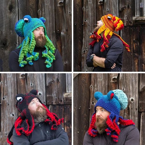 🧶Hand-knitted Octopus Hat