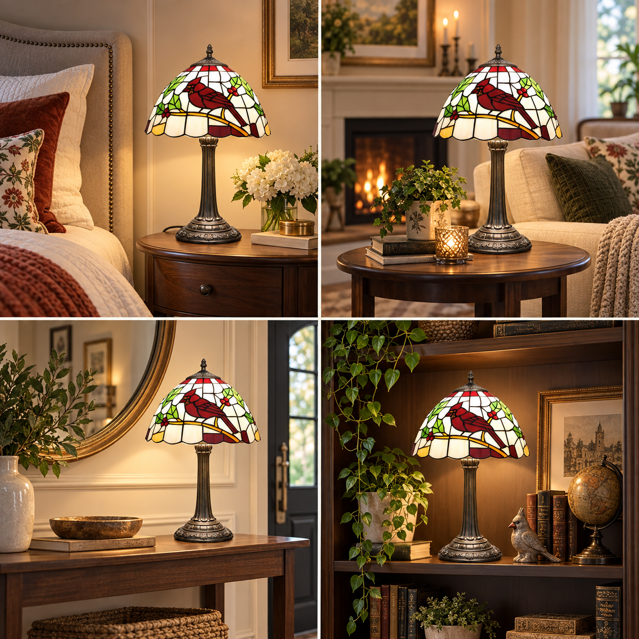 🐦 Cardinal Stained Glass Table Lamp