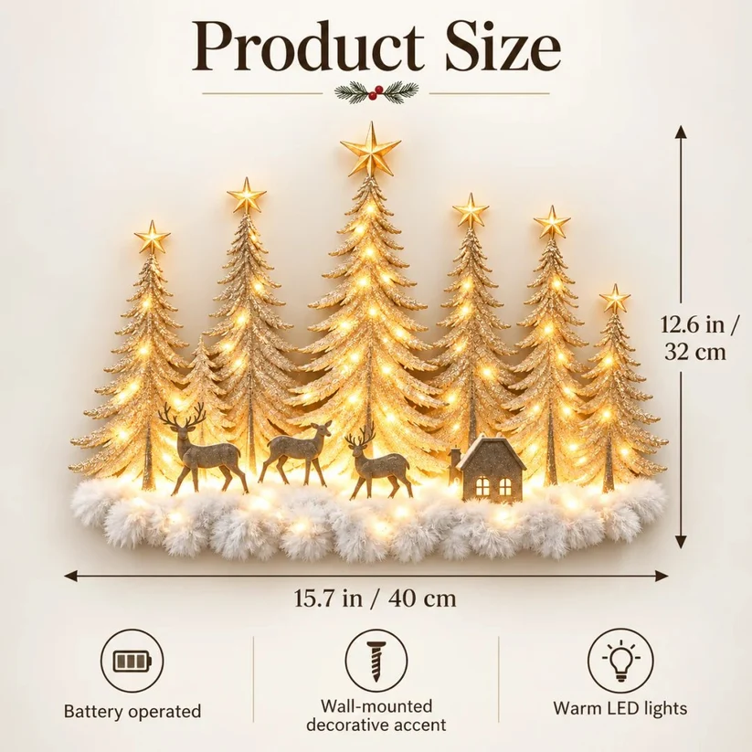 Lighted Christmas Woodland Forest Wall Decor