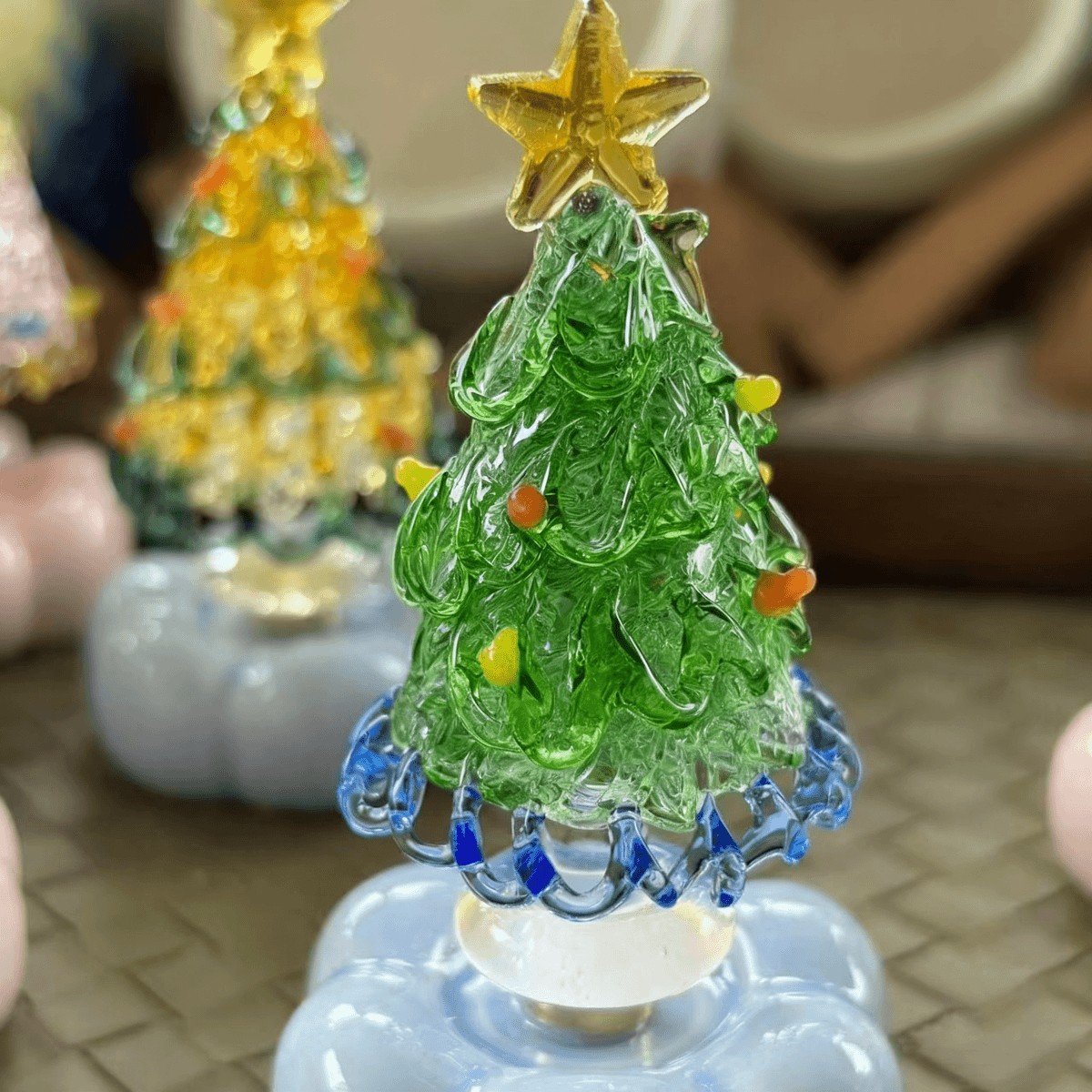 🎅Handmade Glass & Ceramic Rotatable Christmas Tree Ornament 🎄