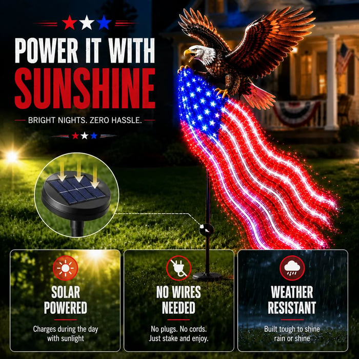🦅 Speciale aanbieding ter ere van het 250-jarig jubileum – Eagle of Freedom Solar tuinlamp