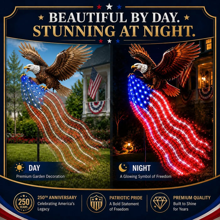 🦅 Speciale aanbieding ter ere van het 250-jarig jubileum – Eagle of Freedom Solar tuinlamp